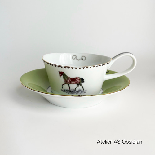馬柄 カップ&ソーサー モスグリーン 苔緑 ティーカップ Obsidian 通販