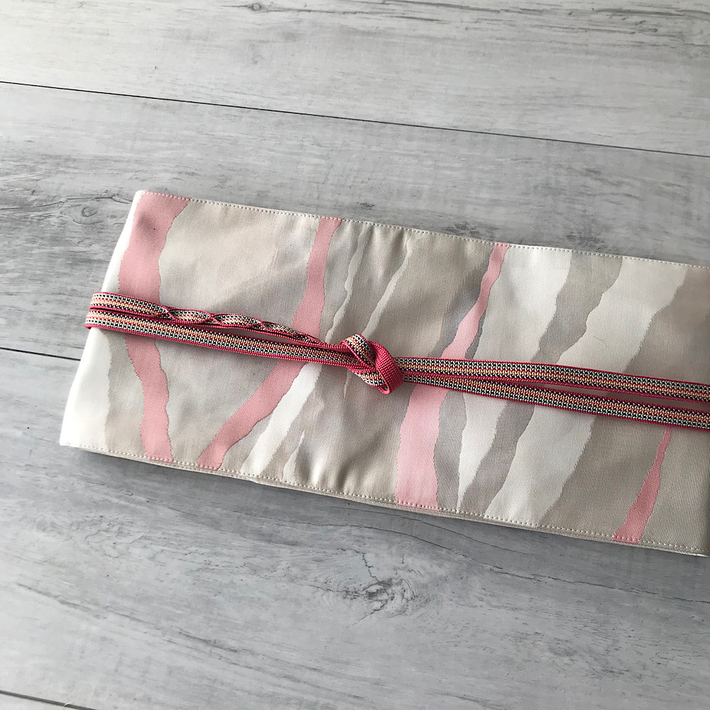 帯ベルト/リメイク/まるで帯/シルバーピンク