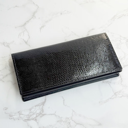 日本製 上質 リザード 長財布 ファスナー付き ロングウォレット トカゲ