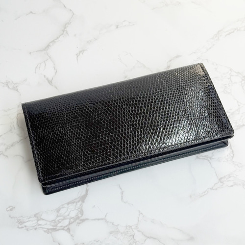 日本製 上質 リザード 長財布 ファスナー付き ロングウォレット トカゲ