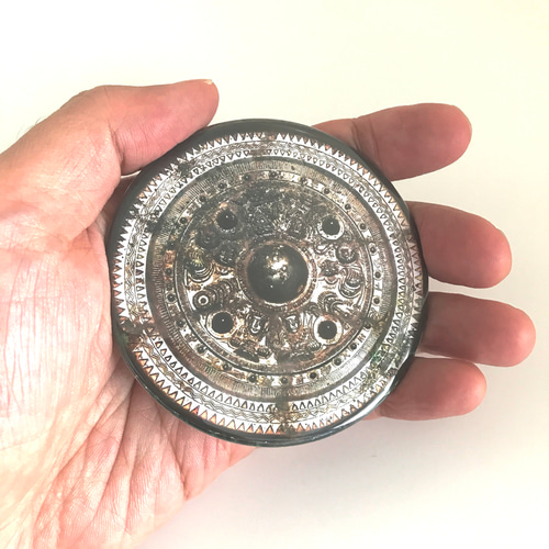 三角縁神獣鏡 印刷 缶ミラー 鏡 三角縁四神二獣鏡 卑弥呼 邪馬台国