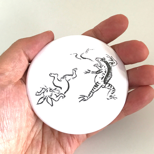 鳥獣戯画 鏡 兎 蛙 グッズ 缶ミラー ウサギ カエル イラスト Japanese