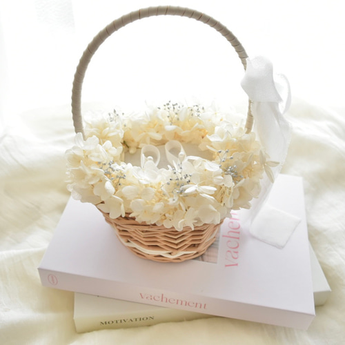 リングピロー＊かごリングピロー＊プリザーブドフラワー リングピロー