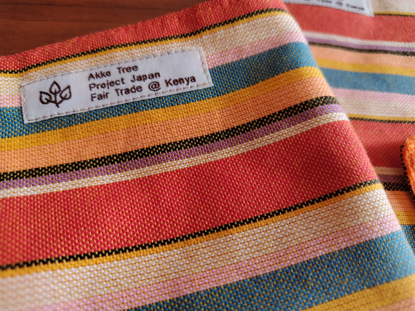 ☘*:フェアトレードのタオルハンカチ   ☘*サバンナの夕日　25㎝サイズ　エシカル製品　♡なめらかで優しい手触り♡　　 7枚目の画像