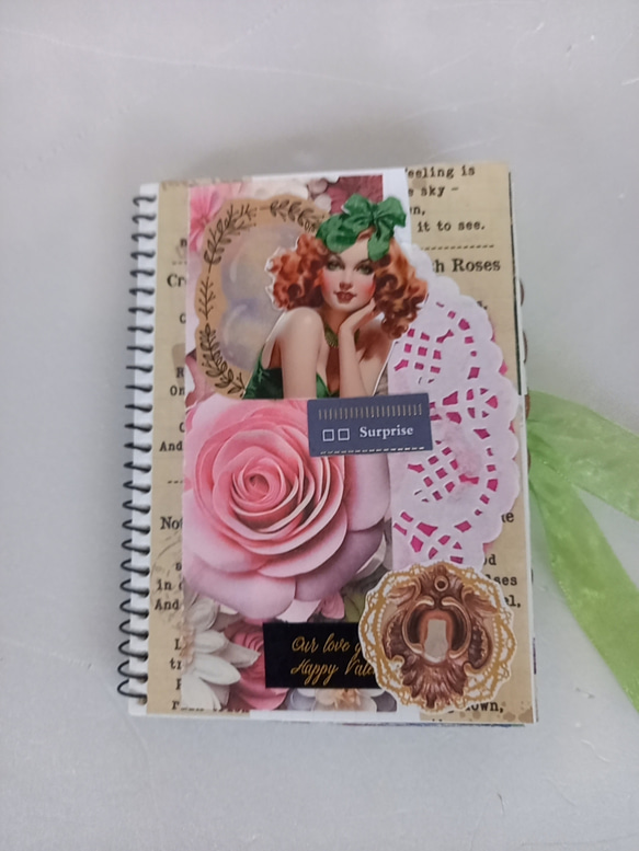 ②ハンドメイド　ジャンクジャーナル帳　コラージュ　ノート ジャンクジャーナル コラージュ 雑記帳 紙もの ハンドメイド