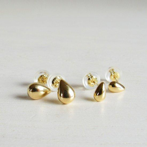 18K K18 18金 ピアス 刻印 18KYG ドロップ スタッド S ピアス