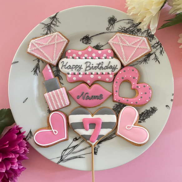 バービーカラーのキラキラアイシングクッキーセット9点 クッキー