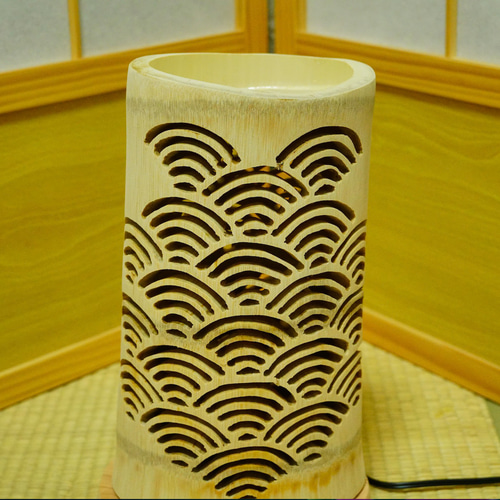 ◇両面彫◇竹灯り・竹あかり・竹灯籠 ～～ 癒しの灯り ☆ 波紋 