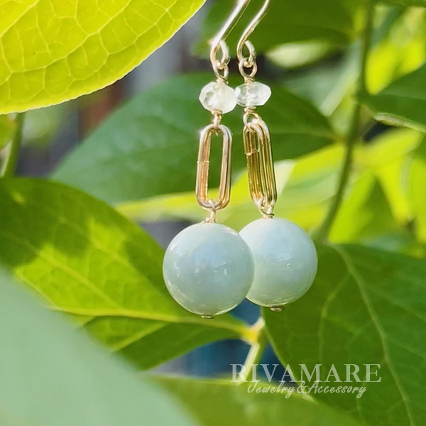 糸魚川翡翠 ヒスイ ラウンド10mm 世界最古 天然記念物 スクエア デザイン トパーズ ピアス/イヤリング変更可