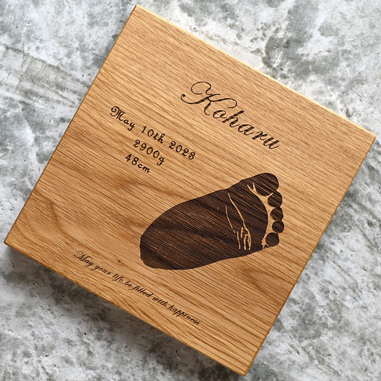 ましかくの赤ちゃん足形プレート ✩国産ナラ材✩