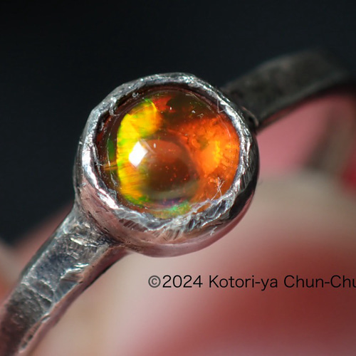 バチバチの遊色】カボションカット 天然メキシコオパール・シルバー