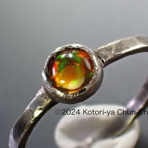 バチバチの遊色】カボションカット 天然メキシコオパール・シルバー