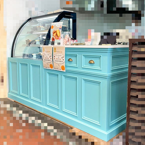 ケーキ屋さん お菓子屋さん向け 冷蔵ショーケースカウンターW2000 かわいいレジカウンター オーダーメイド店舗什器 