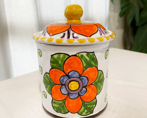 キャニスター 中 CAN016 マヨリカ焼き イタリア陶器 カラフルな