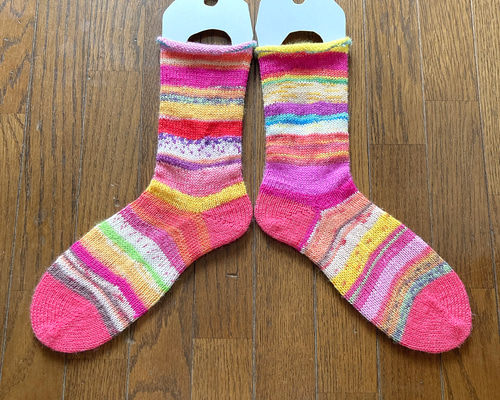 手編み靴下（１１）白カラフル fcdaa278b0365715e6ff6d5a5c3e18