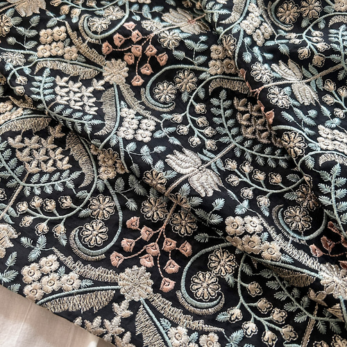 45cm》幅約90-100cm前後 刺繍生地 インド刺繍 直輸入 ハンドメイド