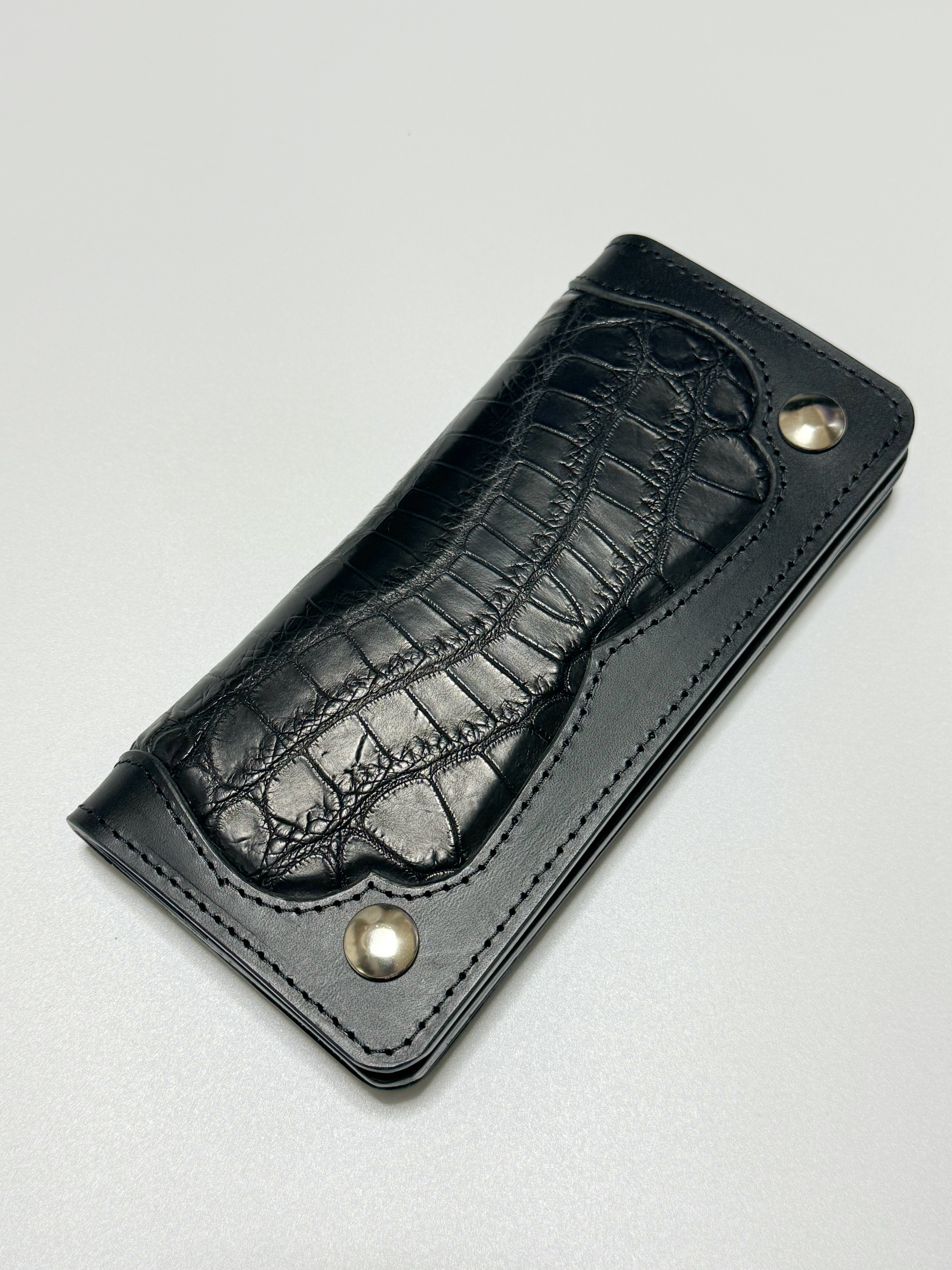 スモールクロコダイル　ポロサス　ブラック　トラッカーウォレット【BONIN Leather】