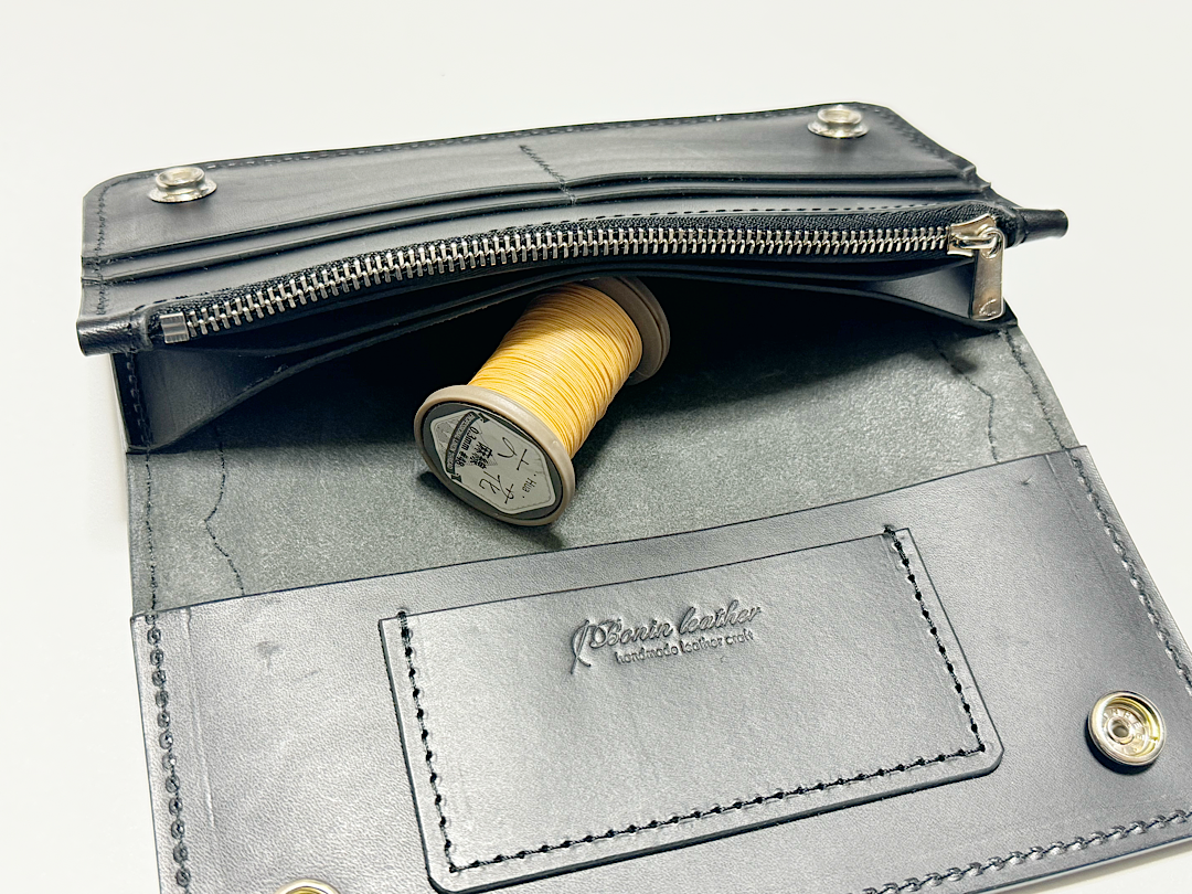 スモールクロコダイル　ポロサス　ブラック　トラッカーウォレット【BONIN Leather】