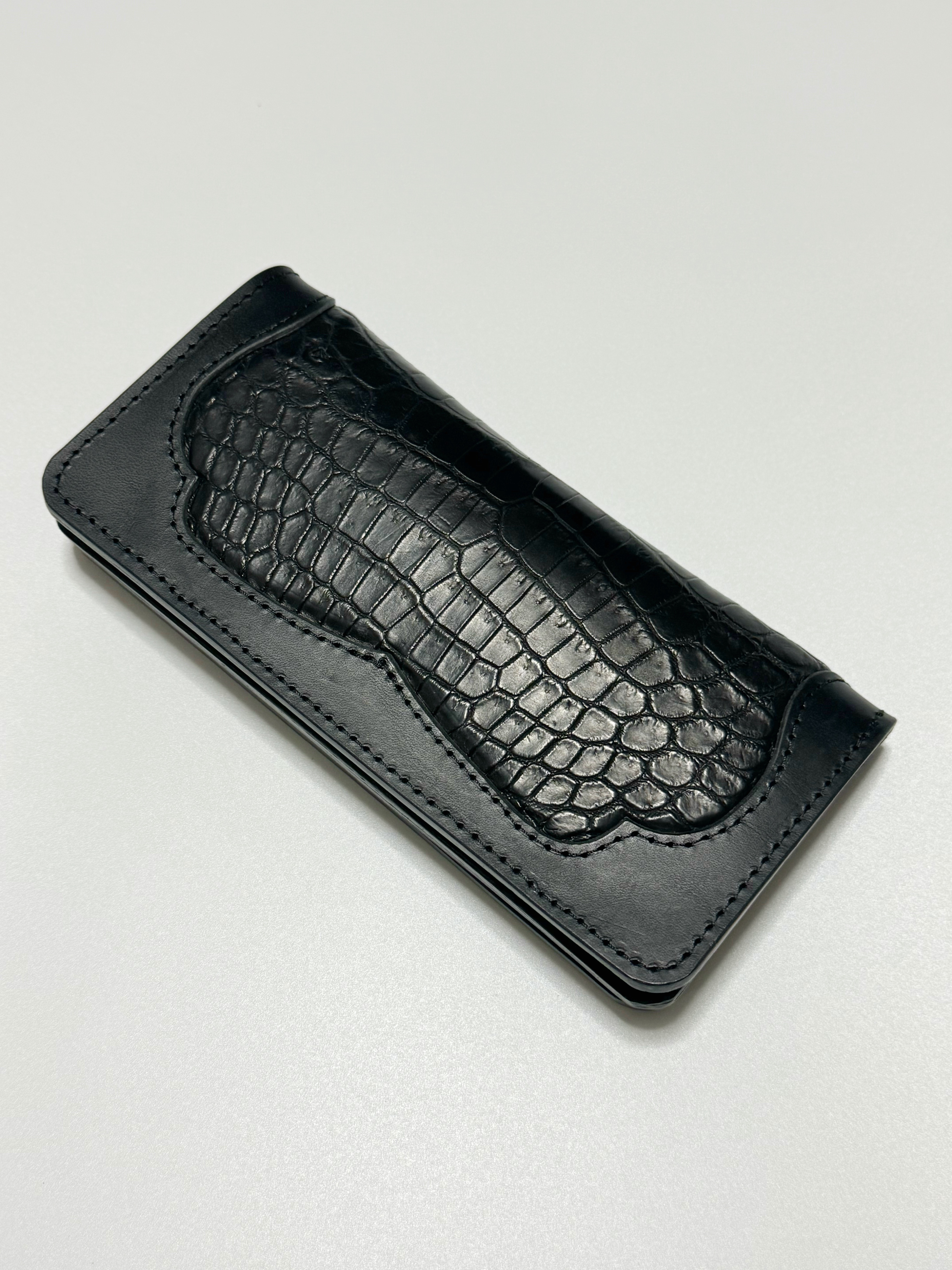 スモールクロコダイル　ポロサス　ブラック　トラッカーウォレット【BONIN Leather】