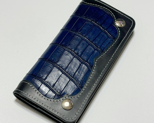 ayページ　クロコダイル　ポロサス　藍染　コンパクトウォレット クロコダイル ポロサス 藍染 コンパクトウォレット L字