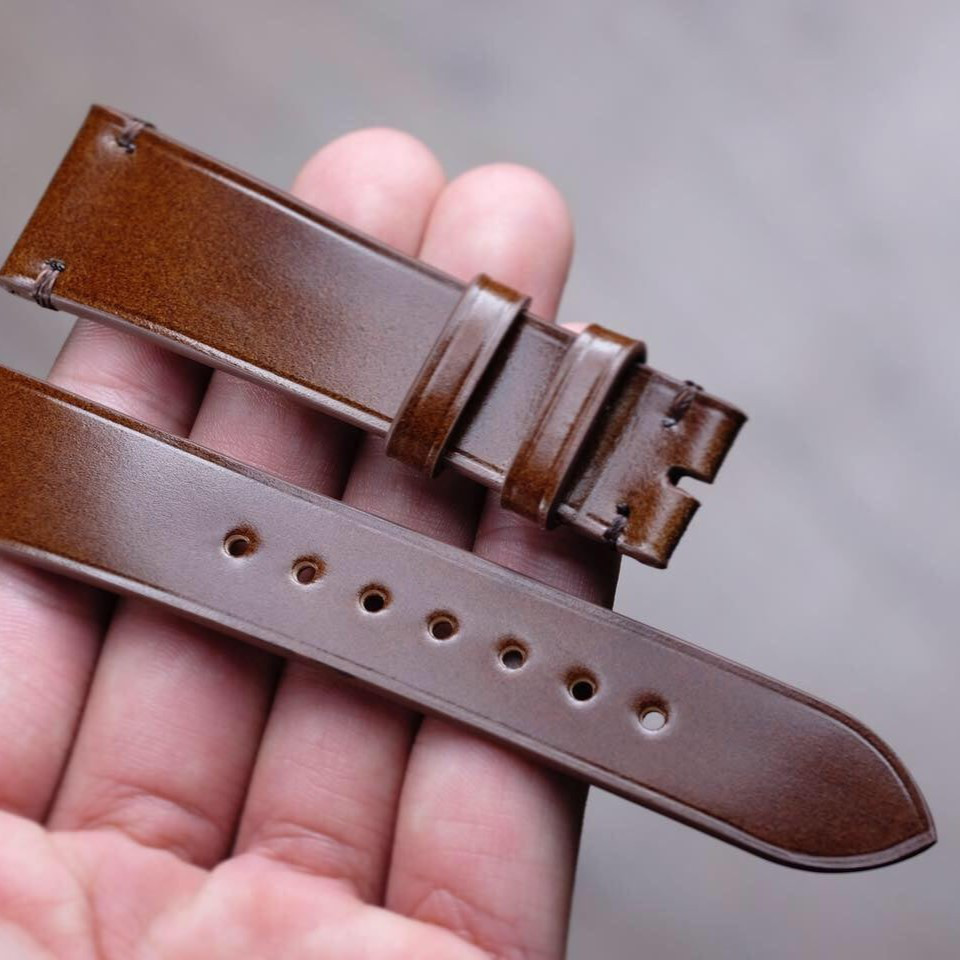 最高級コードバン革 腕時計ベルト革 フラットタイプ 本革 交換ベルト 凹凸型　弓カン 特殊形状 9～ 23mm
