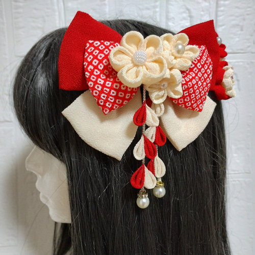 七五三髪飾りハンドメイドリボンバレッタヘアアクセサリー もろう  