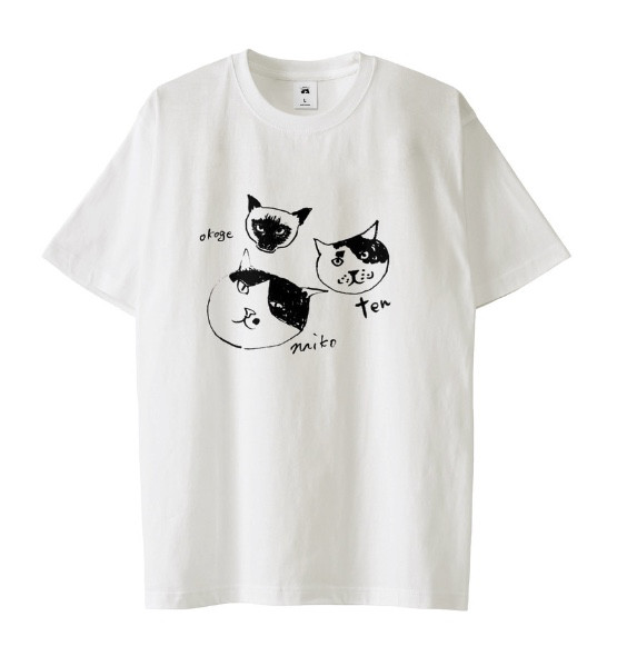 保護猫三猫衆　Tシャツ　メンズ　ゆるかわ　ハチワレ　白黒猫　シャム猫　シャムミックス　野良猫