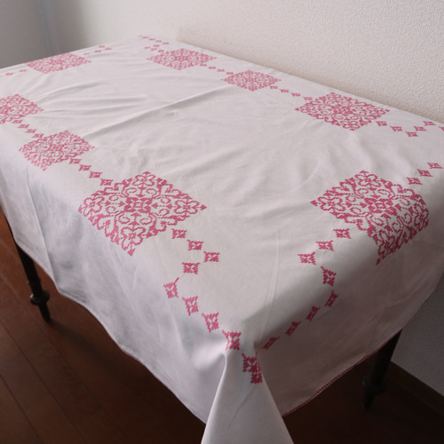 フランスヴィンテージ テーブルクロス　ハンドワーク　刺繍 フランスヴィンテージ テーブルクロス ハンドワーク 刺繍 - メルカリ