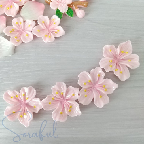 4個】桜シリーズ 桜の花 Lサイズ【デコパーツ】 D-0629-L デコパーツ