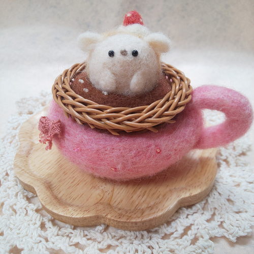 コーヒーカップからひょっこり ハリネズミさん 羊毛フェルト その他