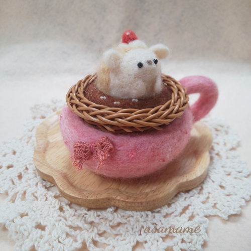 コーヒーカップからひょっこり ハリネズミさん 羊毛フェルト その他