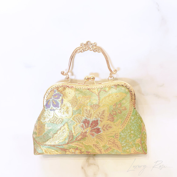 1点限定価格!!煌彩箔♡佐賀錦プラチナ帯ゴールド口金♡格の 1点限定価格!!煌彩箔♡佐賀錦プラチナ帯ゴールド口金♡格の