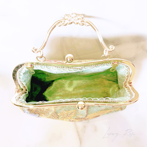 1点限定価格!!煌彩箔♡佐賀錦プラチナ帯ゴールド口金♡格の 1点限定価格!!煌彩箔♡佐賀錦プラチナ帯ゴールド口金♡格の