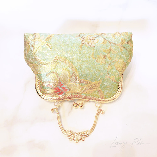 1点限定価格!!煌彩箔♡佐賀錦プラチナ帯ゴールド口金♡格の 1点限定価格!!煌彩箔♡佐賀錦プラチナ帯ゴールド口金♡格の