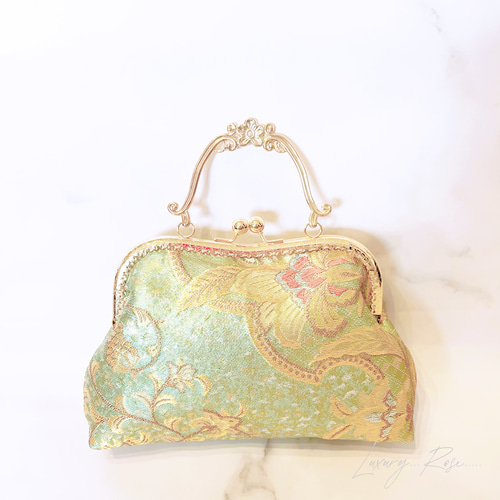 1点限定価格!!煌彩箔♡佐賀錦プラチナ帯ゴールド口金♡格の 1点限定価格!!煌彩箔♡佐賀錦プラチナ帯ゴールド口金♡格の