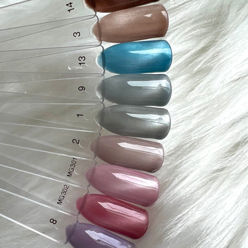 【オーダー】ネイルチップ　フレンチ　ブルー　マグネット　リボン ネイビーのリボンとマグネットネイル ネイルチップ（つけ爪