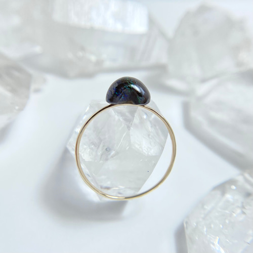 K10 天然ボルダーオパールハートリング （選べるサイズ）原石から磨き