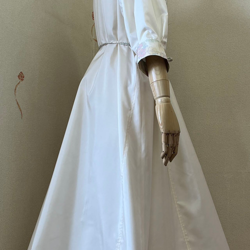 NO：50）白大島紬反物生地&着物白大島紬柄リメイク&ワンピース