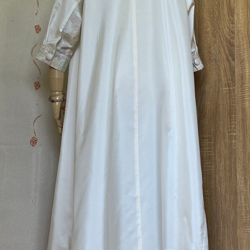 NO：50）白大島紬反物生地&着物白大島紬柄リメイク&ワンピース