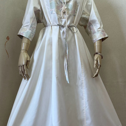 NO：50）白大島紬反物生地&着物白大島紬柄リメイク&ワンピース