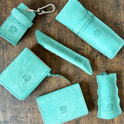L字ファスナー財布】 イタリアン レザー マヤ プエブロ アクア Acqua