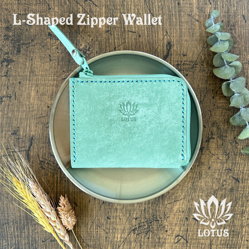 【L字ファスナー財布】　イタリアン　レザー　マヤ　プエブロ　アクア　Acqua　本革　ヌメ革　ウォレット