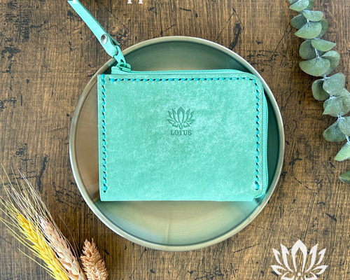 L字ファスナー財布】 イタリアン レザー マヤ プエブロ アクア Acqua