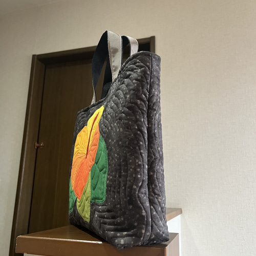ハワイアンキルトバッグ トートバッグ ハイビスカス パッチ