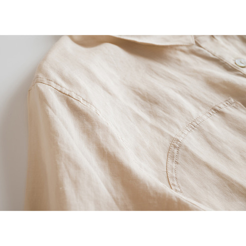 日焼け防止リネンシャツ 薄くて軽くてリネン混紡長袖シャツ 貝ボタン 4