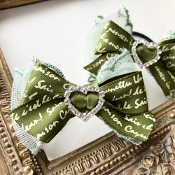 ☆うさぎ耳リボン♡高級オーガンジードット♡キッズリボン2点セット