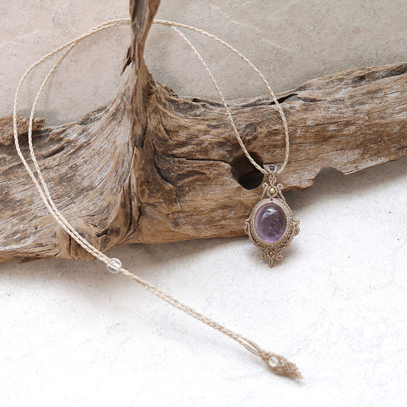 【0.5】紫陽花カラーアメジストマクラメネックレスmac379 5枚目の画像