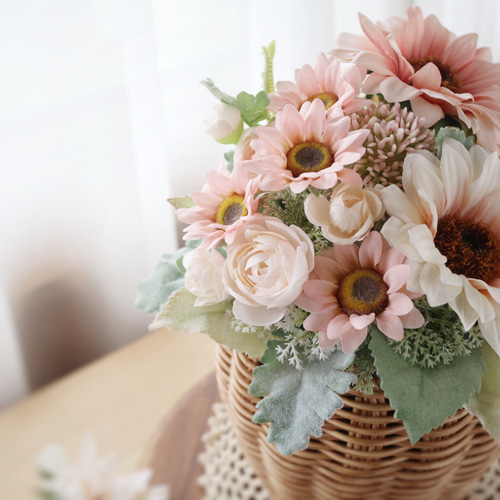 モーブピンクのひまわり バスケットアレンジ ❀ 誕生日