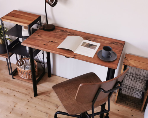 無垢材のデスク / 90cm×45cm / ブラウン / 組立簡単 工具不要