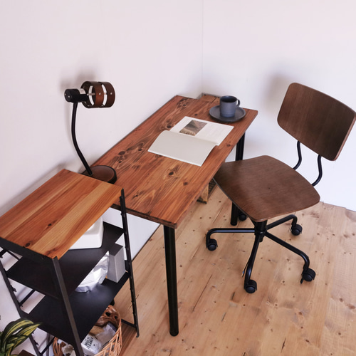 無垢材のデスク / 90cm×45cm / ブラウン / 組立簡単 工具不要